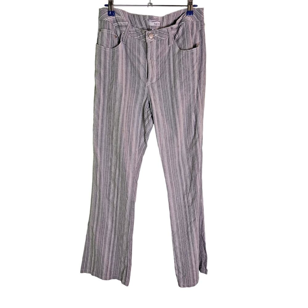 Heine Y2K German / European Versatile Grey Striped High Rise Pants Size 10 TALL